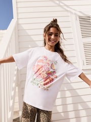 White Oversized Sequin Graphic Print T-Shirt (3-16yrs) - Image 2 of 6