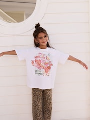 White Oversized Sequin Graphic Print T-Shirt (3-16yrs) - Image 3 of 6