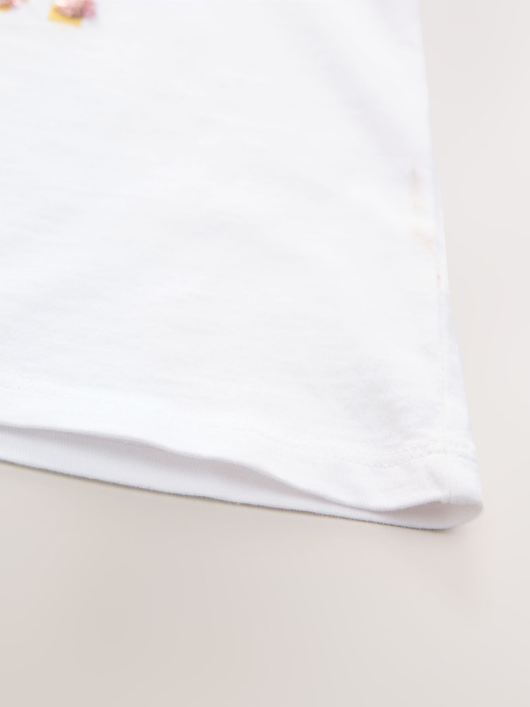 White Oversized Sequin Graphic Print T-Shirt (3-16yrs) - Image 7 of 7