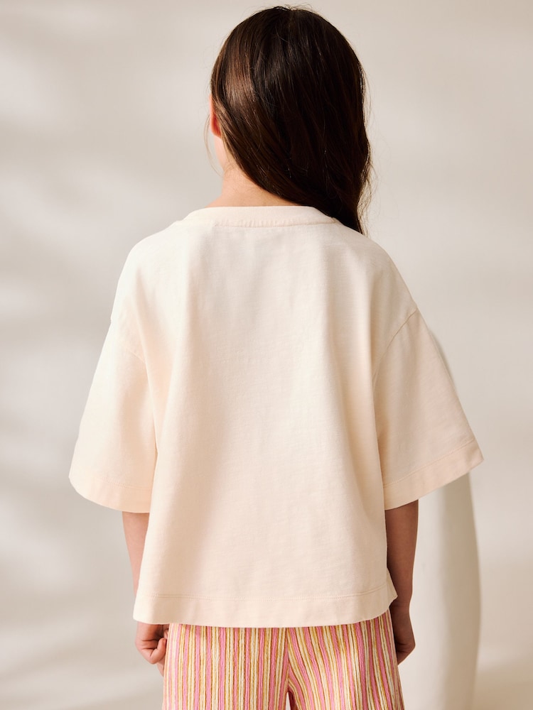 Cream Floral Print Sequin T-Shirt (3-16yrs) - Image 3 of 4