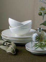 Denby 12 Piece White Carve Tableware Dinner Set - Image 1 of 3