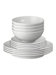 Denby 12 Piece White Carve Tableware Dinner Set - Image 2 of 3