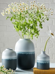 Denby Blue Mineral Large Barrel Vase - Image 1 of 3