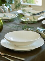 Denby Set of 4 White Carve Pasta Bowls - Image 1 of 3