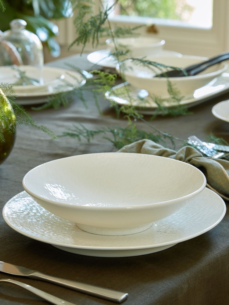 Denby Set of 4 White Carve Pasta Bowls - Image 1 of 3