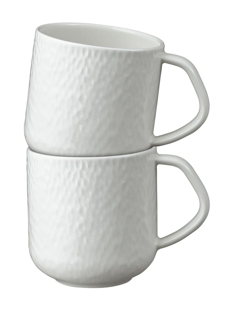 Denby Set of 2 White Carve Large Mugs - Image 2 of 3