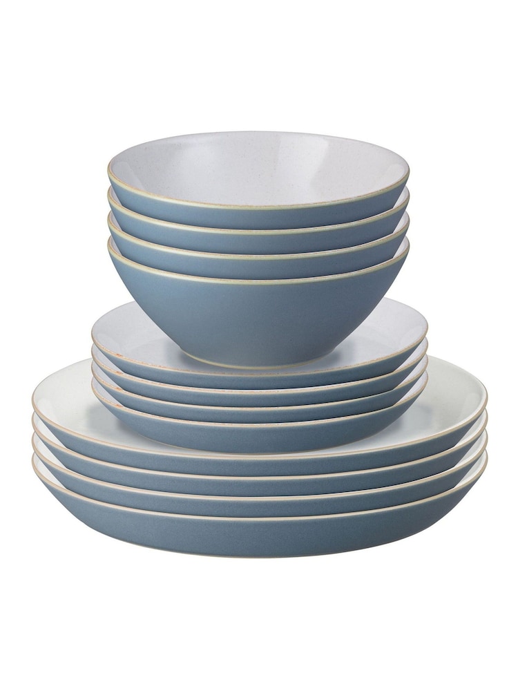 Denby 12 Piece Blue Impression Tableware Dinner Set - Image 2 of 5