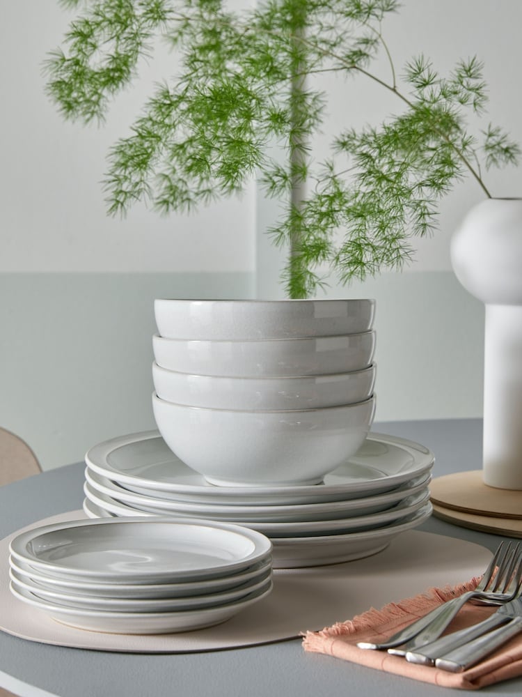 Denby 12 Piece Cotton White Tableware Dinner Set - Image 1 of 4