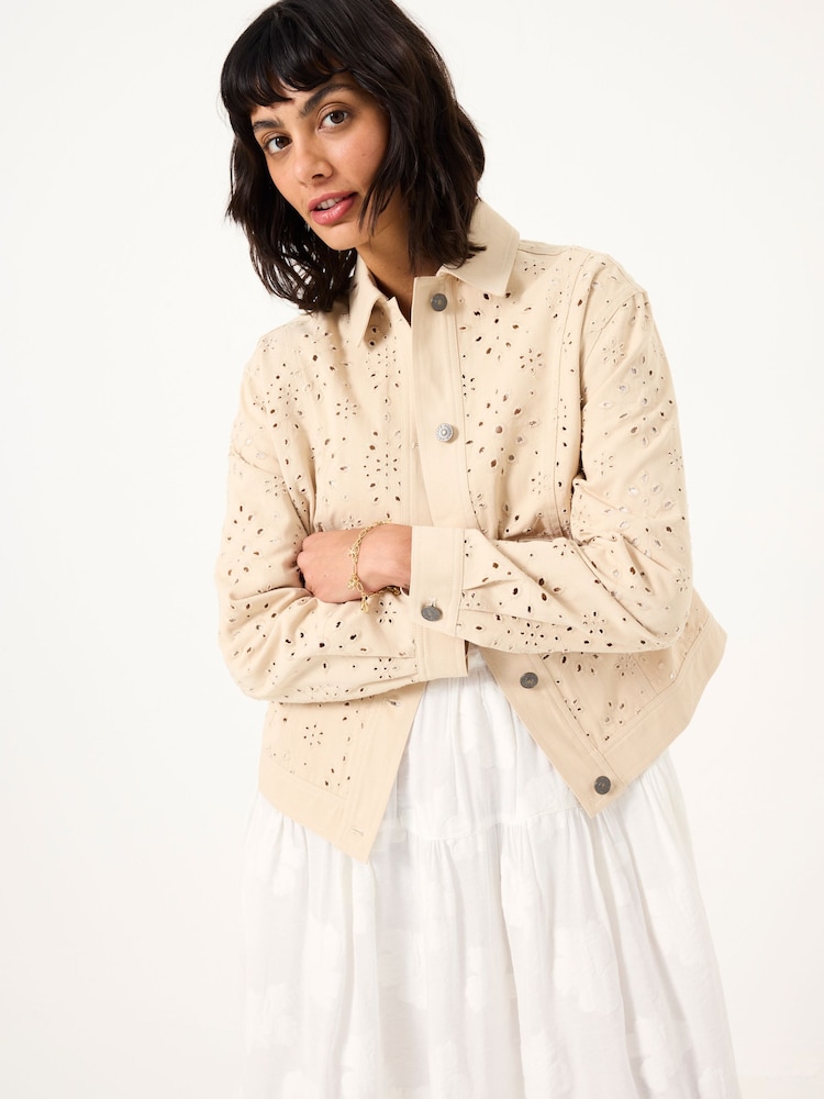 FatFace Hazel Dark Natural Hazel Broderie Jacket - Image 2 of 6