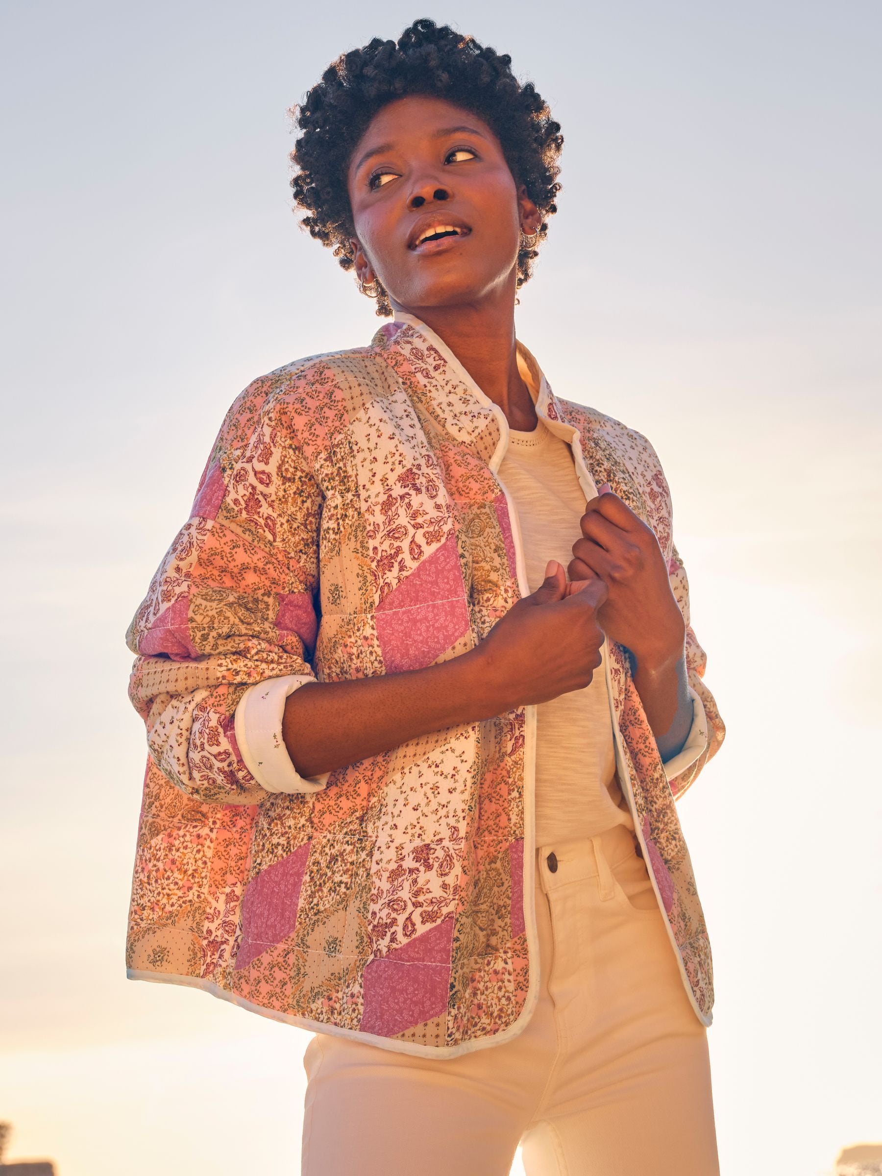Fatface Evie Multi Air Patchwork Quilted Patchwork Jacket