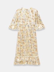Mint Velvet Yellow Floral Print Satin Midi Dress - Image 8 of 8