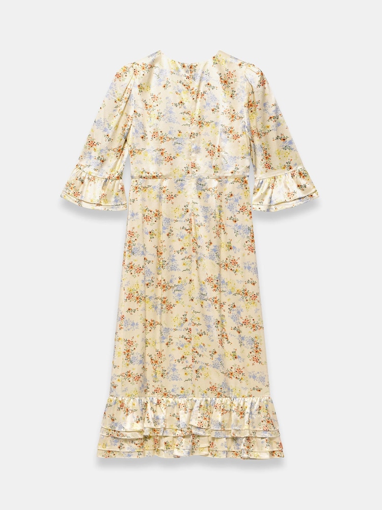Mint Velvet Yellow Floral Print Satin Midi Dress - Image 8 of 8 Mint Velvet Yellow Floral Print Satin Midi Dress - Image 8 of 8