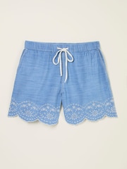 Chambray Blue Broderie Shorts - Image 5 of 6