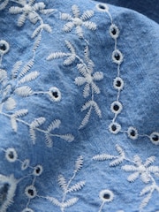 Chambray Blue Broderie Shorts - Image 6 of 6