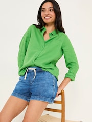 FatFace Ashby Dark Vintage Blue Ashby Drawstring Denim Shorts - Image 1 of 9