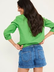 FatFace Ashby Dark Vintage Blue Ashby Drawstring Denim Shorts - Image 2 of 9