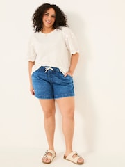 FatFace Ashby Dark Vintage Blue Ashby Drawstring Denim Shorts - Image 5 of 9