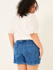 FatFace Ashby Dark Vintage Blue Ashby Drawstring Denim Shorts - Image 6 of 9