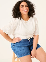 FatFace Ashby Dark Vintage Blue Ashby Drawstring Denim Shorts - Image 7 of 9