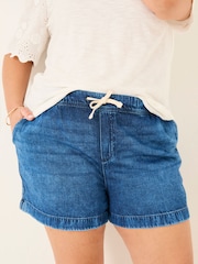 FatFace Ashby Dark Vintage Blue Ashby Drawstring Denim Shorts - Image 8 of 9