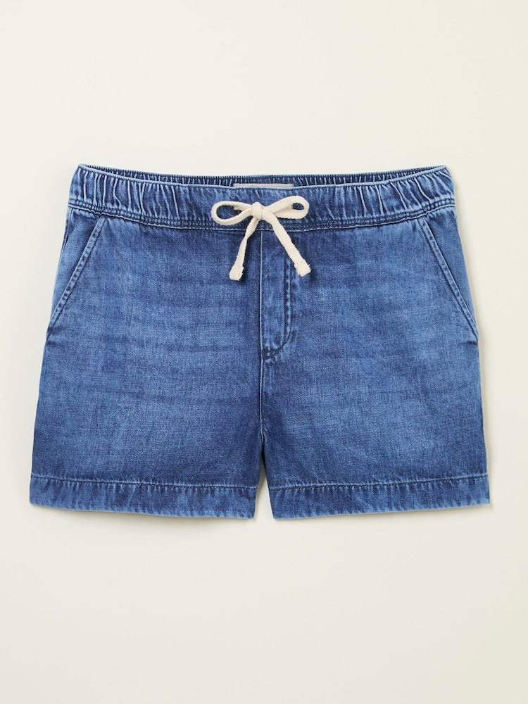 FatFace Ashby Dark Vintage Blue Ashby Drawstring Denim Shorts - Image 9 of 9