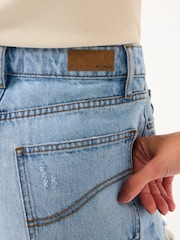 FatFace Holywell Light Blue Frayed Denim Shorts - Image 4 of 5