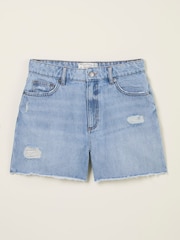 FatFace Holywell Light Blue Frayed Denim Shorts - Image 5 of 5