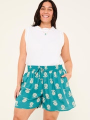 FatFace Teal Blue Lino Shell Flippy Shorts - Image 1 of 11