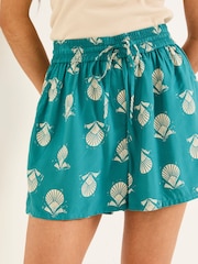FatFace Teal Blue Lino Shell Flippy Shorts - Image 10 of 11