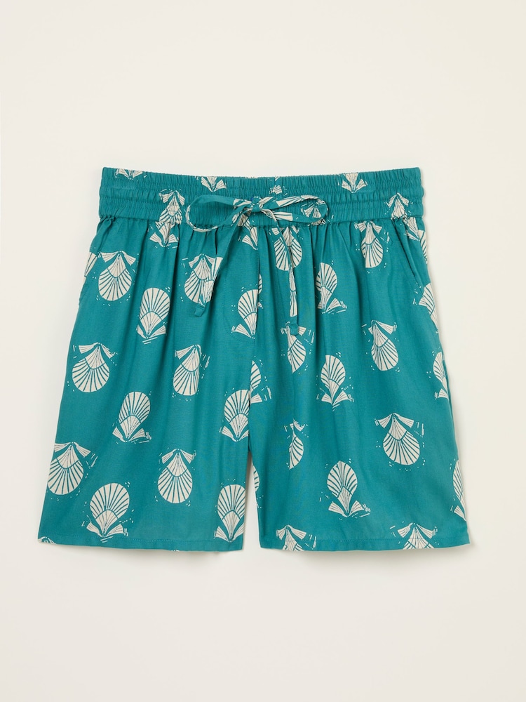 FatFace Teal Blue Lino Shell Flippy Shorts - Image 11 of 11