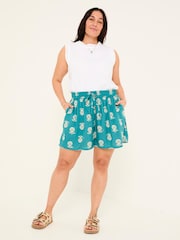 FatFace Teal Blue Lino Shell Flippy Shorts - Image 3 of 11