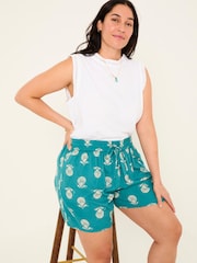 FatFace Teal Blue Lino Shell Flippy Shorts - Image 4 of 11