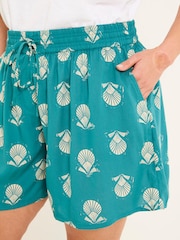 FatFace Teal Blue Lino Shell Flippy Shorts - Image 5 of 11