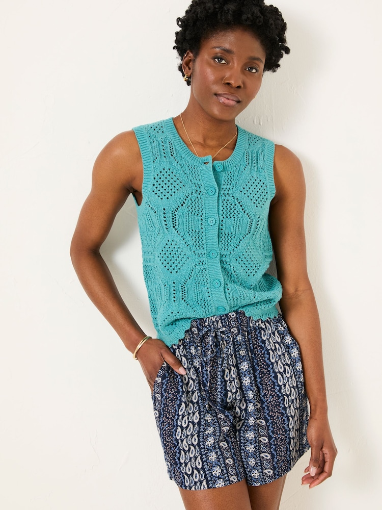 FatFace Indigo Blue Paisley Flippy Shorts - Image 1 of 6