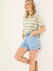 FatFace Broadway Light Vintage Blue 100% Cotton Denim Shorts - Image 1 of 9