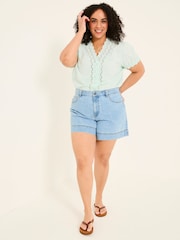 FatFace Broadway Light Vintage Blue 100% Cotton Denim Shorts - Image 4 of 9