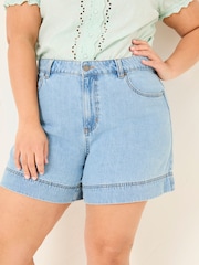 FatFace Broadway Light Vintage Blue 100% Cotton Denim Shorts - Image 5 of 9