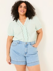 FatFace Broadway Light Vintage Blue 100% Cotton Denim Shorts - Image 7 of 9