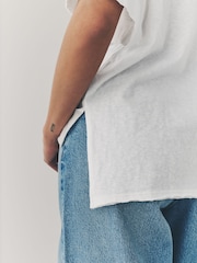 Ecru White Oversized V-Neck Short Sleeve T-Shirt - Image 5 of 8