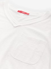 Ecru White Oversized V-Neck Short Sleeve T-Shirt - Image 7 of 8
