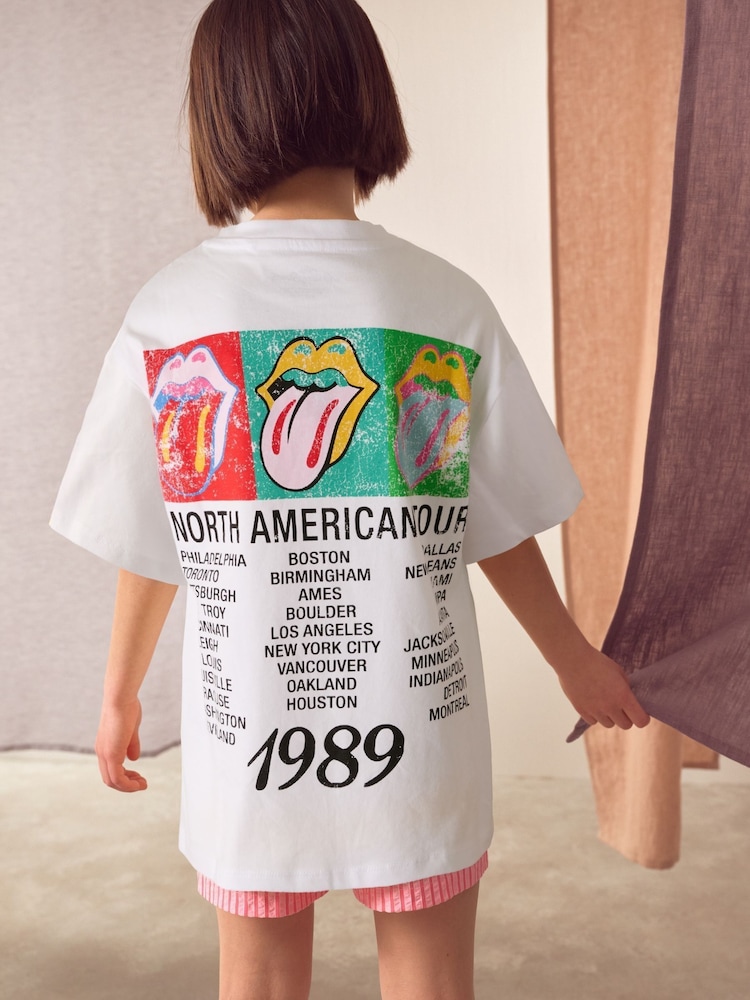 White Oversized Rolling Stones Band License T-Shirt (3-16yrs) - Image 2 of 2 White Oversized Rolling Stones Band License T-Shirt (3-16yrs) - Image 2 of 2