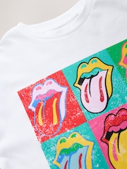 أبيض - تيشرت مرخص تلبيس واسع مزين بتصميم الفرقة الموسيقية Rolling Stones (3-16 سنة) - صورة 6 من 6
