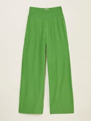 FatFace Bright Green Shirred Palazzo Wide Leg Trousers - Image 7 of 7