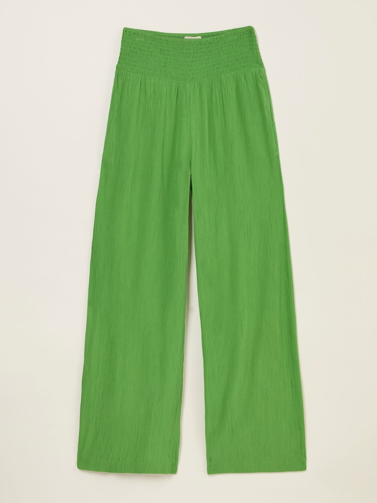 FatFace Bright Green Shirred Palazzo Wide Leg Trousers - Image 7 of 7