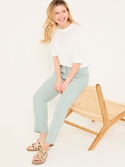 FatFace Issy Mint Green Tapered Linen Blend Trousers - Image 3 of 8