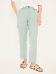 FatFace Issy Mint Green Tapered Linen Blend Trousers - Image 4 of 8