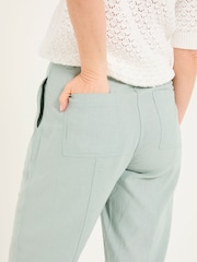 FatFace Issy Mint Green Tapered Linen Blend Trousers - Image 6 of 8