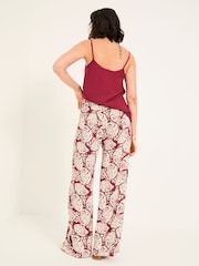 FatFace Burgundy Red Shirred Mono Shell Palazzo Trousers - Image 2 of 6