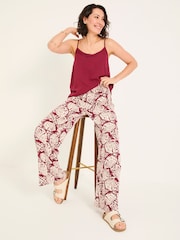 FatFace Burgundy Red Shirred Mono Shell Palazzo Trousers - Image 4 of 6