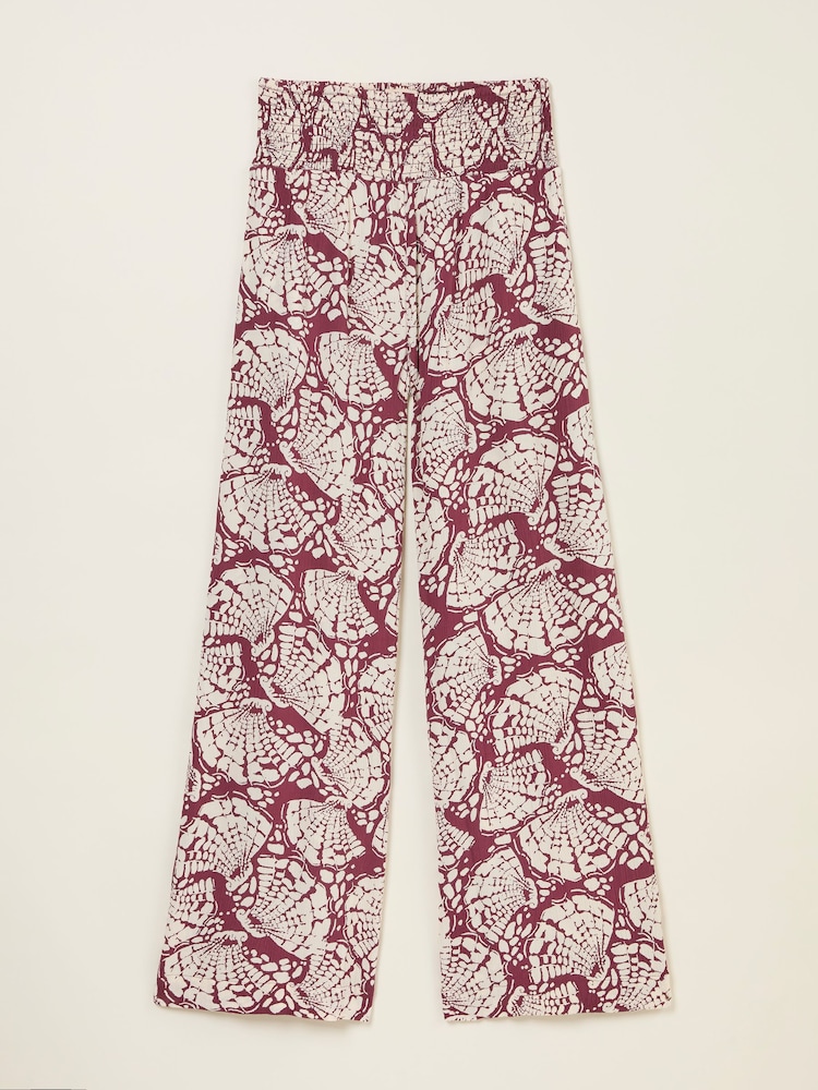 FatFace Burgundy Red Shirred Mono Shell Palazzo Trousers - Image 6 of 6